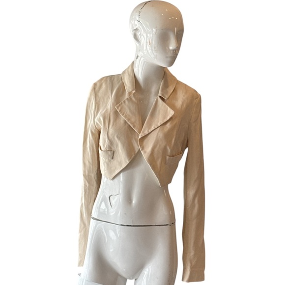 Haute Hippie Cream Silk Cropped Tuxedo Jacket Size Small - Picture 1 of 15